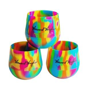 Silipint Rainbow Silicone Cups 3 Pack Unbreakable Wine Glasses Reusable Tie Dye